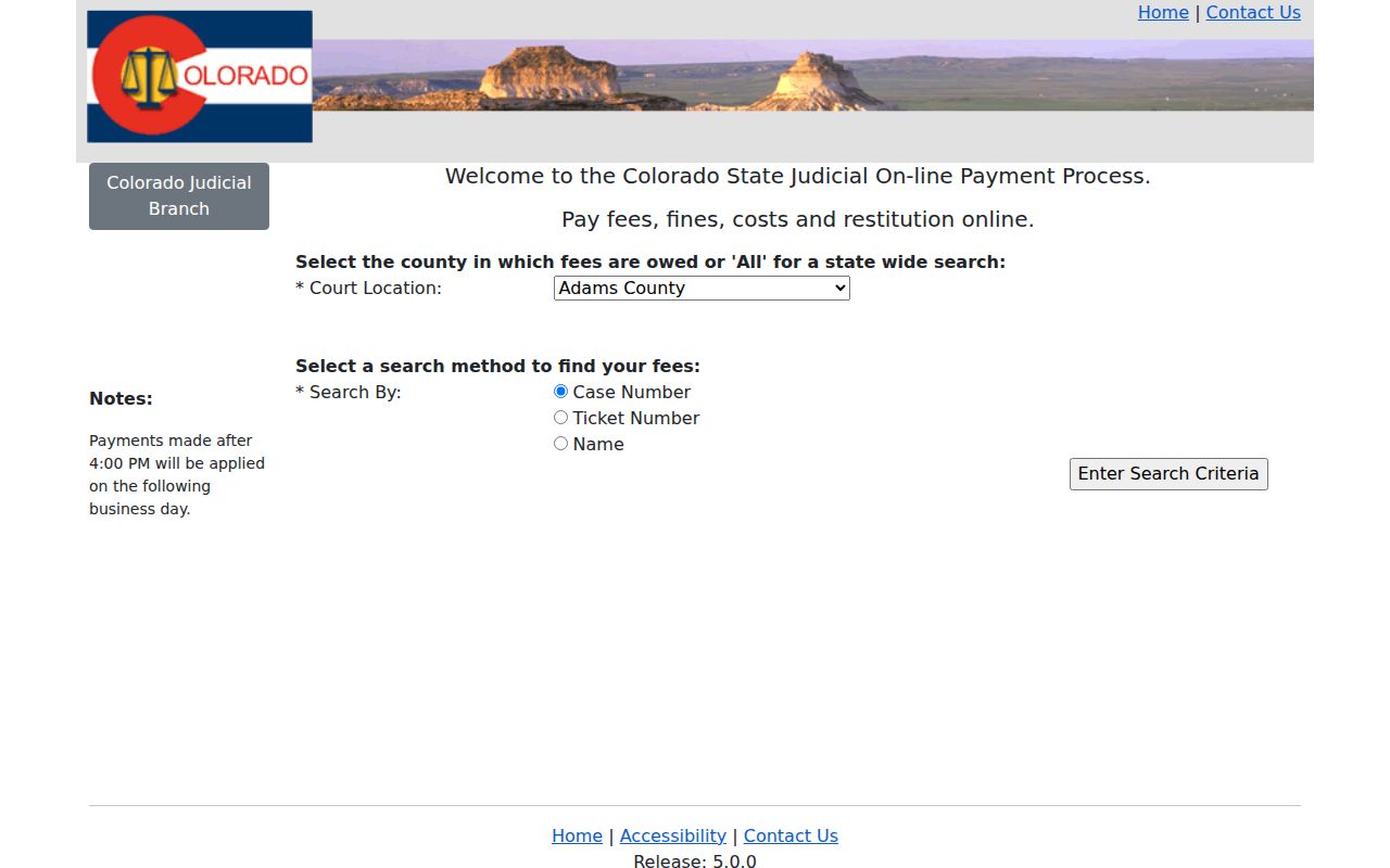 Dolores County bench warrant payment search controls
