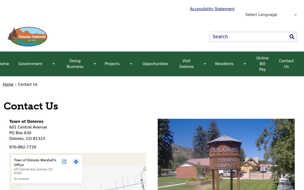 Town Hall contact route for Dolores County municipal arrest warrant questions